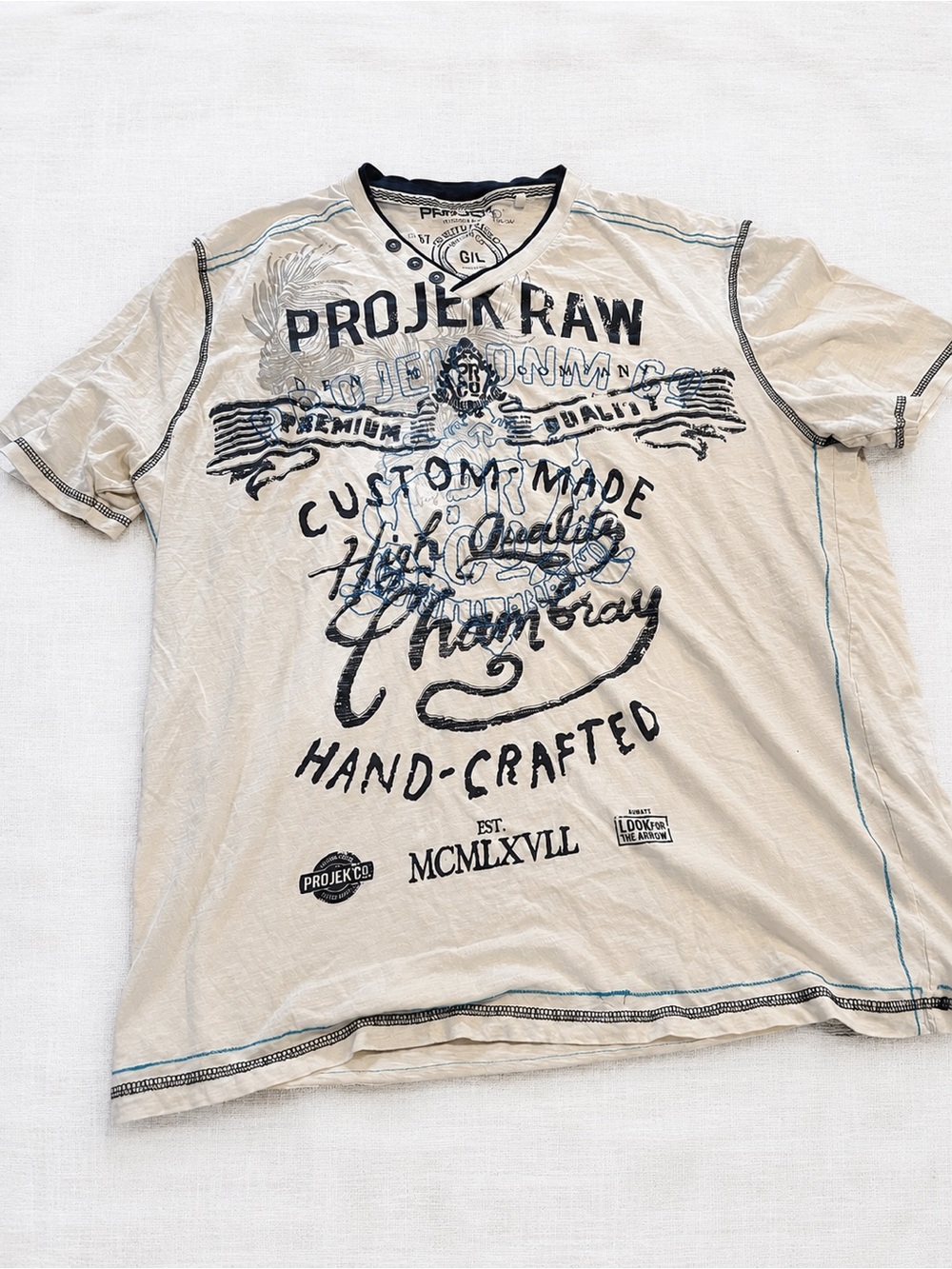Projekt Raw Men's Short Sleeve Graphic Tee in Beige